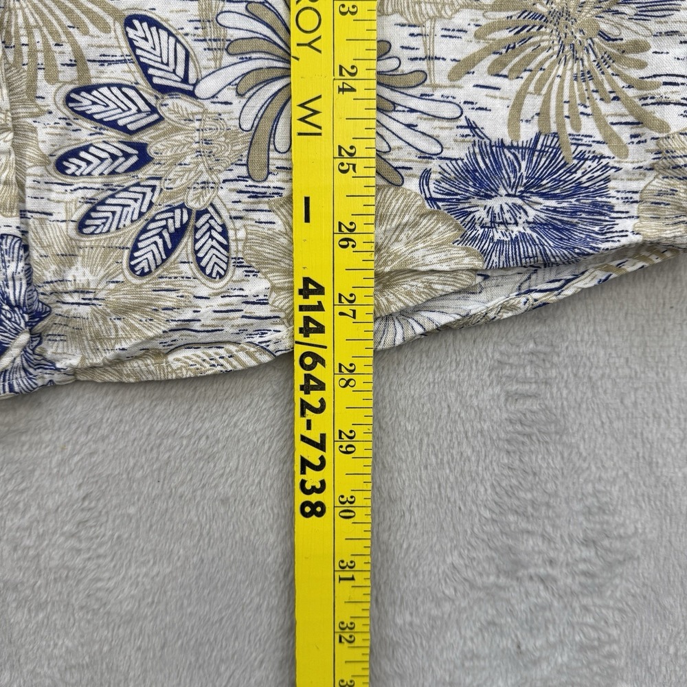 Weatherproof Vintage Button Up Shirt Mens Large White Floral Linen Blend Beach - Picture 8 of 10